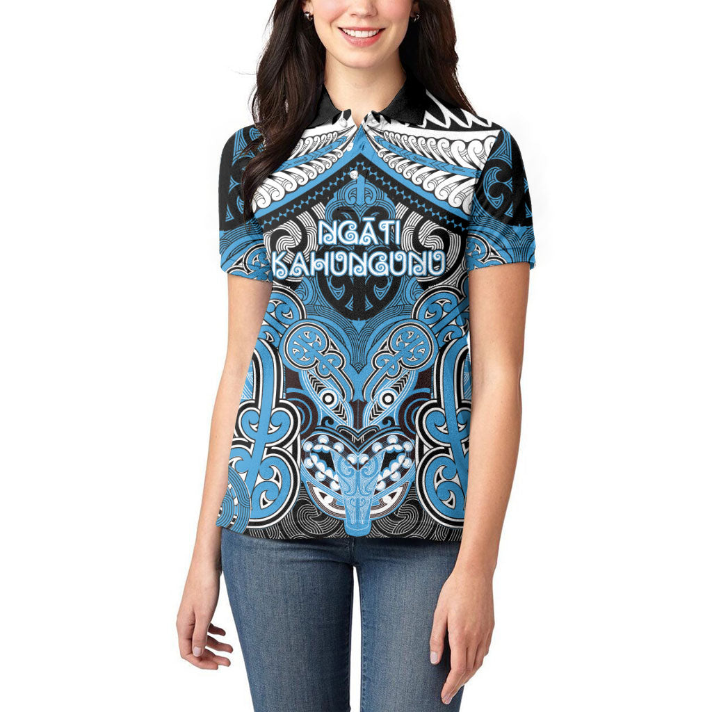 Aotearoa Iwi Ngati Kahungunu Personalised Women Polo Shirt Maori Kowhaiwhai Pattern