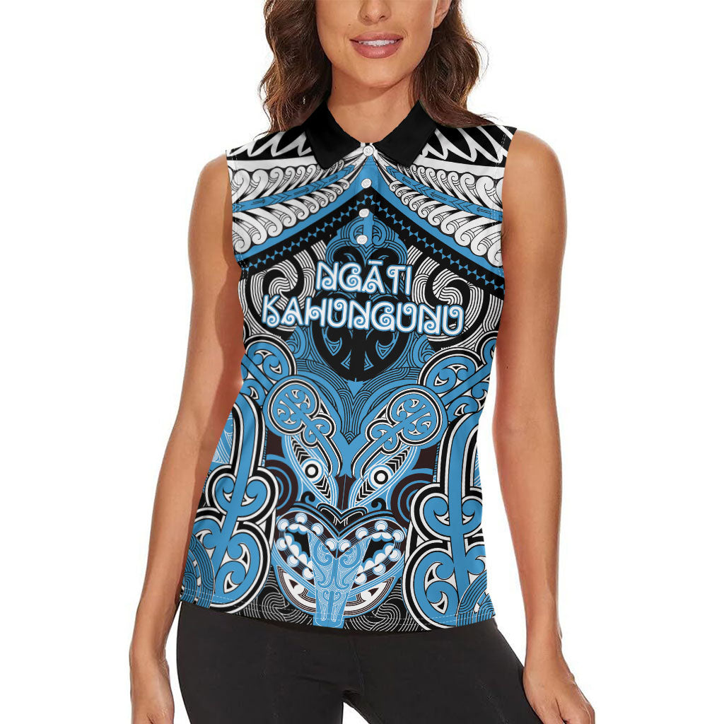 Aotearoa Iwi Ngati Kahungunu Personalised Women Sleeveless Polo Shirt Maori Kowhaiwhai Pattern