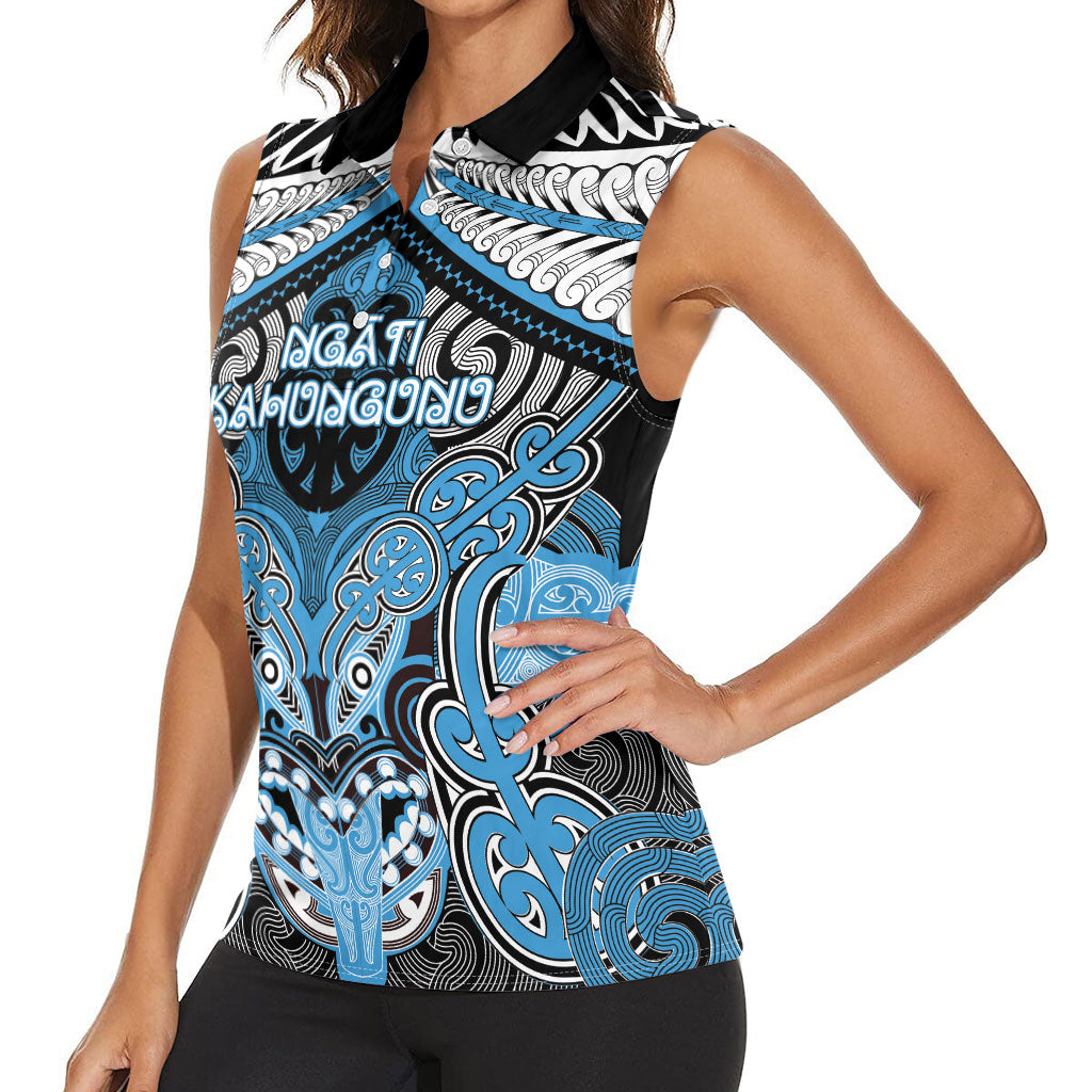 Aotearoa Iwi Ngati Kahungunu Personalised Women Sleeveless Polo Shirt Maori Kowhaiwhai Pattern