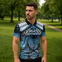 Aotearoa Iwi Ngati Kahungunu Personalised Zipper Polo Shirt Maori Kowhaiwhai Pattern