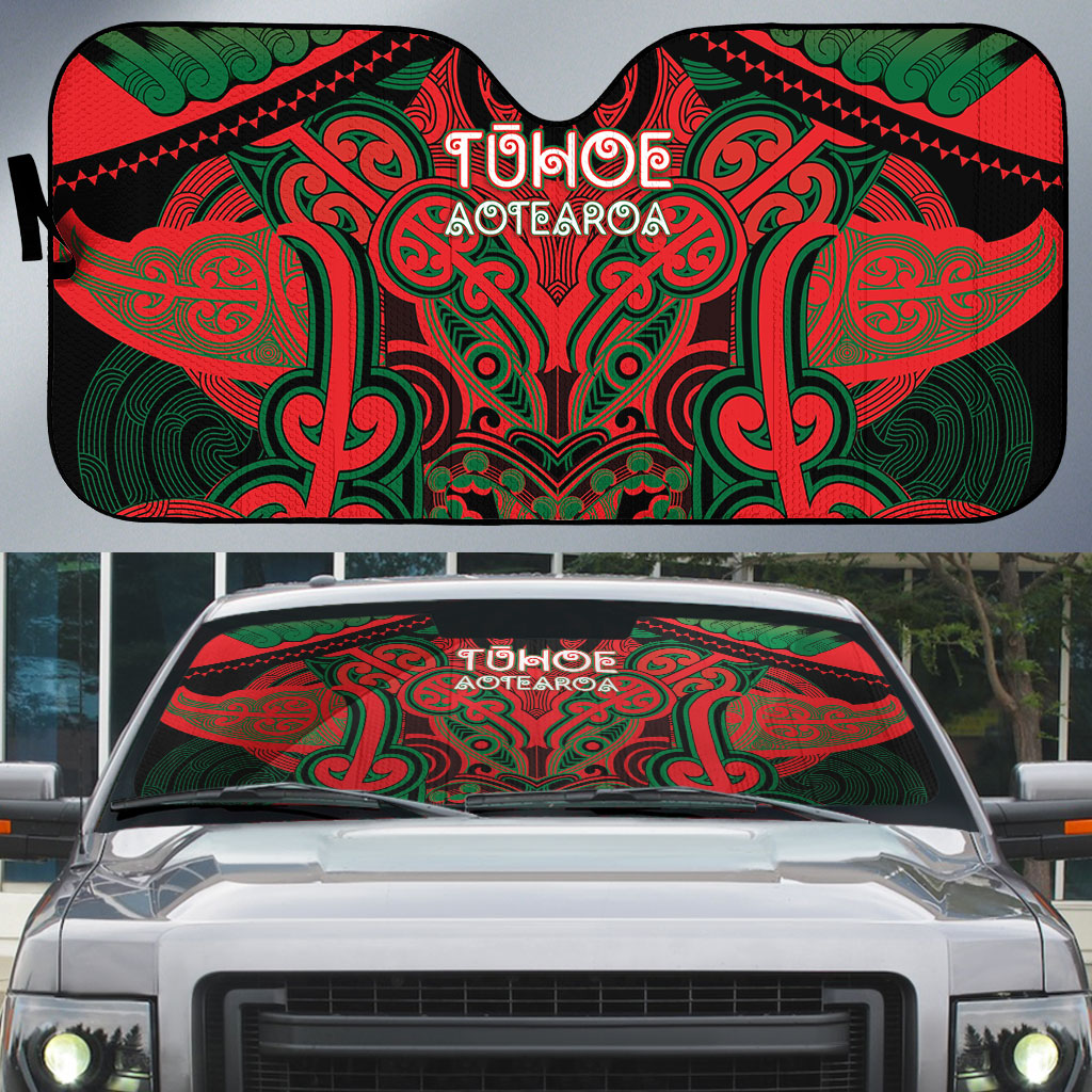 Aotearoa Iwi Tuhoe Auto Sun Shade Maori Kowhaiwhai Pattern