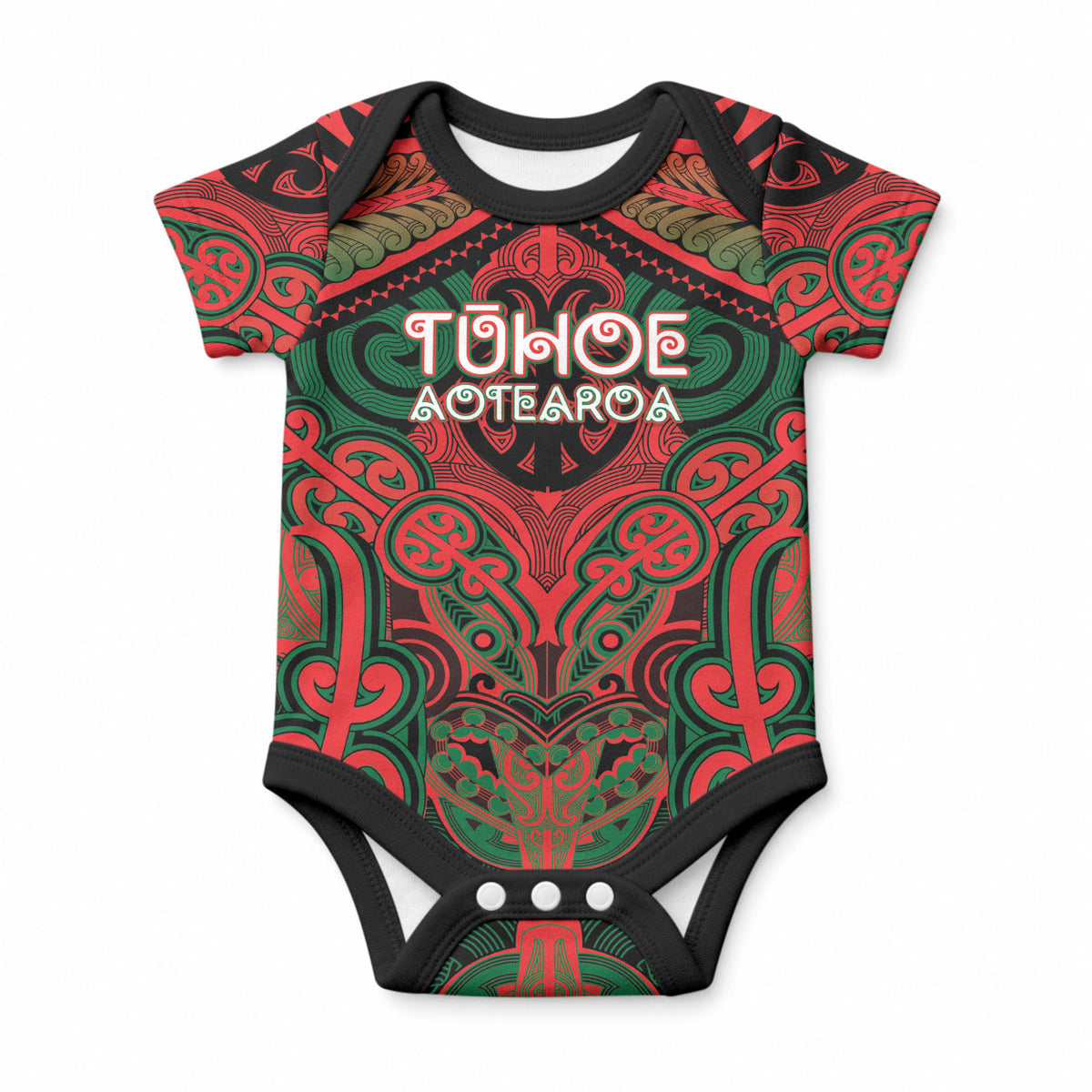 Aotearoa Iwi Tuhoe Personalised Baby Onesie Maori Kowhaiwhai Pattern