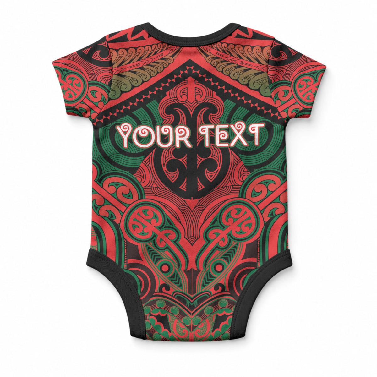 Aotearoa Iwi Tuhoe Personalised Baby Onesie Maori Kowhaiwhai Pattern