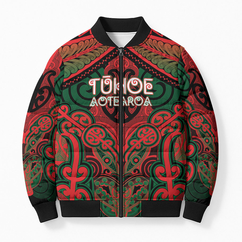 Aotearoa Iwi Tuhoe Personalised Bomber Puffer Jacket Maori Kowhaiwhai Pattern