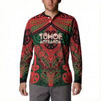 Aotearoa Iwi Tuhoe Personalised Button Sweatshirt Maori Kowhaiwhai Pattern