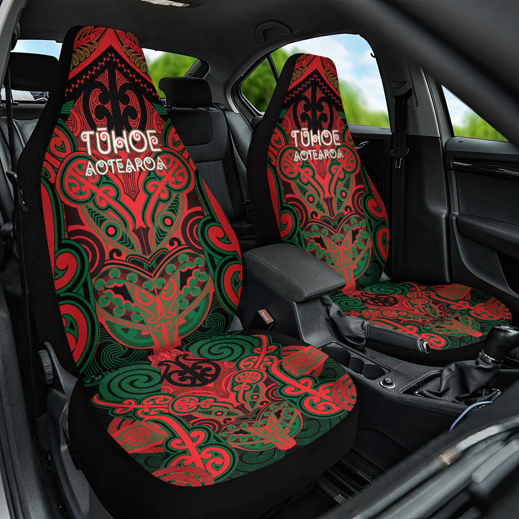 Aotearoa Iwi Tuhoe Car Seat Cover Maori Kowhaiwhai Pattern LT19 One Size Red - Polynesian Pride