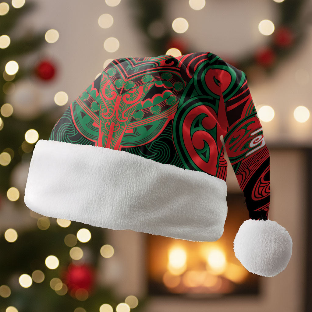 Aotearoa Iwi Tuhoe Personalised Christmas Santa Hat Maori Kowhaiwhai Pattern
