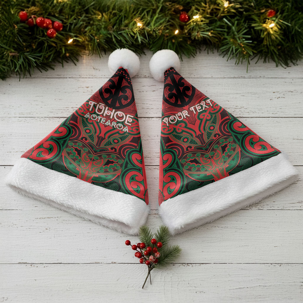 Aotearoa Iwi Tuhoe Personalised Christmas Santa Hat Maori Kowhaiwhai Pattern