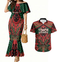 Aotearoa Iwi Tuhoe Personalised Couples Matching Mermaid Dress and Hawaiian Shirt Maori Kowhaiwhai Pattern