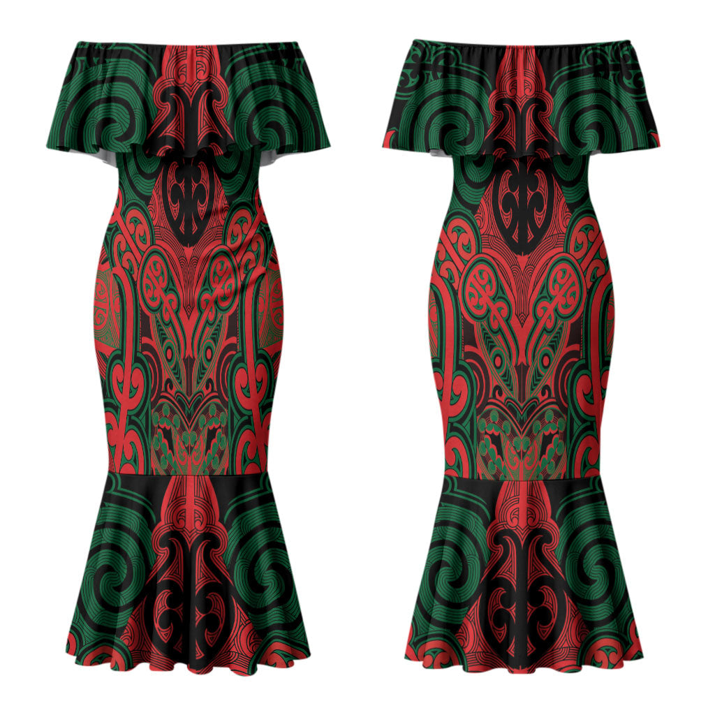 Aotearoa Iwi Tuhoe Personalised Couples Matching Mermaid Dress and Hawaiian Shirt Maori Kowhaiwhai Pattern