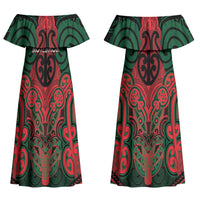 Aotearoa Iwi Tuhoe Personalised Couples Matching Off Shoulder Maxi Dress and Hawaiian Shirt Maori Kowhaiwhai Pattern
