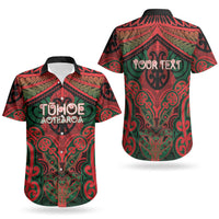 Aotearoa Iwi Tuhoe Personalised Couples Matching Off Shoulder Short Dress and Hawaiian Shirt Maori Kowhaiwhai Pattern