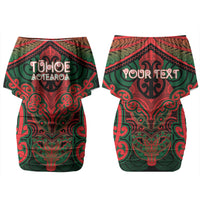 Aotearoa Iwi Tuhoe Personalised Couples Matching Off Shoulder Short Dress and Long Sleeve Button Shirt Maori Kowhaiwhai Pattern