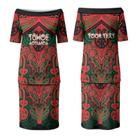 Aotearoa Iwi Tuhoe Personalised Couples Matching Puletasi and Long Sleeve Button Shirt Maori Kowhaiwhai Pattern