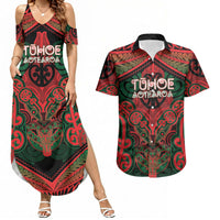 Aotearoa Iwi Tuhoe Personalised Couples Matching Summer Maxi Dress and Hawaiian Shirt Maori Kowhaiwhai Pattern