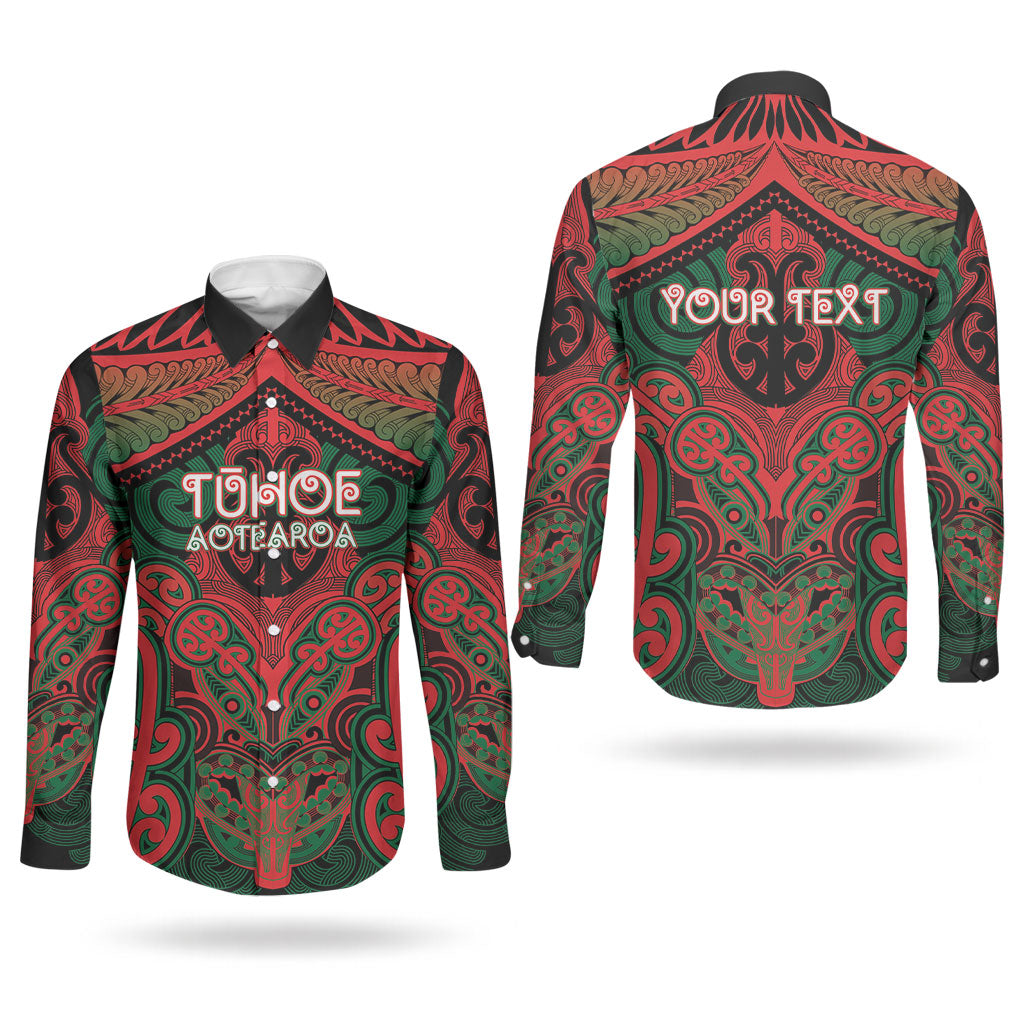 Aotearoa Iwi Tuhoe Personalised Couples Matching Summer Maxi Dress and Long Sleeve Button Shirt Maori Kowhaiwhai Pattern