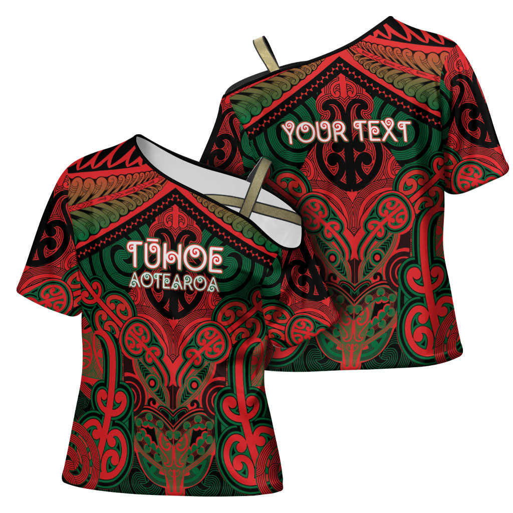 Aotearoa Iwi Tuhoe Personalised Cross Shoulder Shirt Maori Kowhaiwhai Pattern