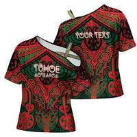 Aotearoa Iwi Tuhoe Personalised Cross Shoulder Shirt Maori Kowhaiwhai Pattern
