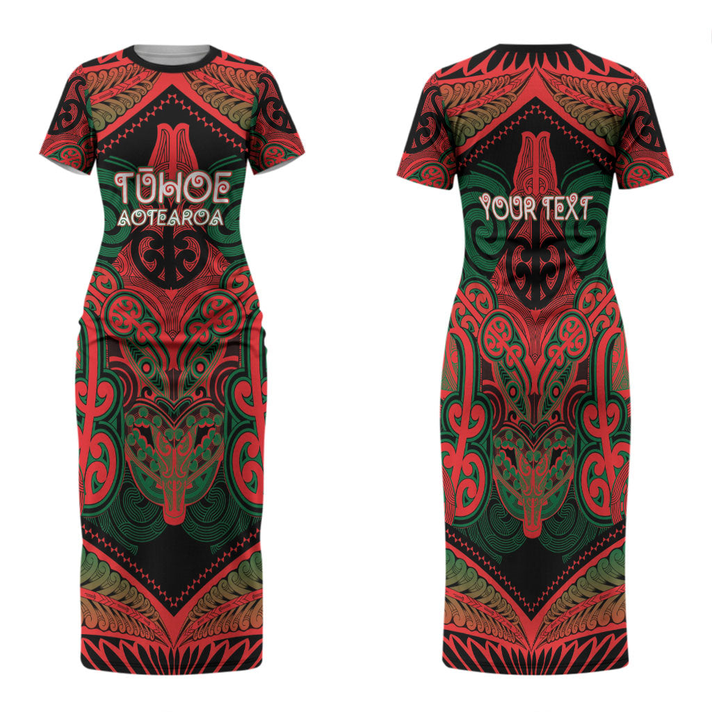 Aotearoa Iwi Tuhoe Personalised Family Matching Short Sleeve Bodycon Dress and Hawaiian Shirt Maori Kowhaiwhai Pattern