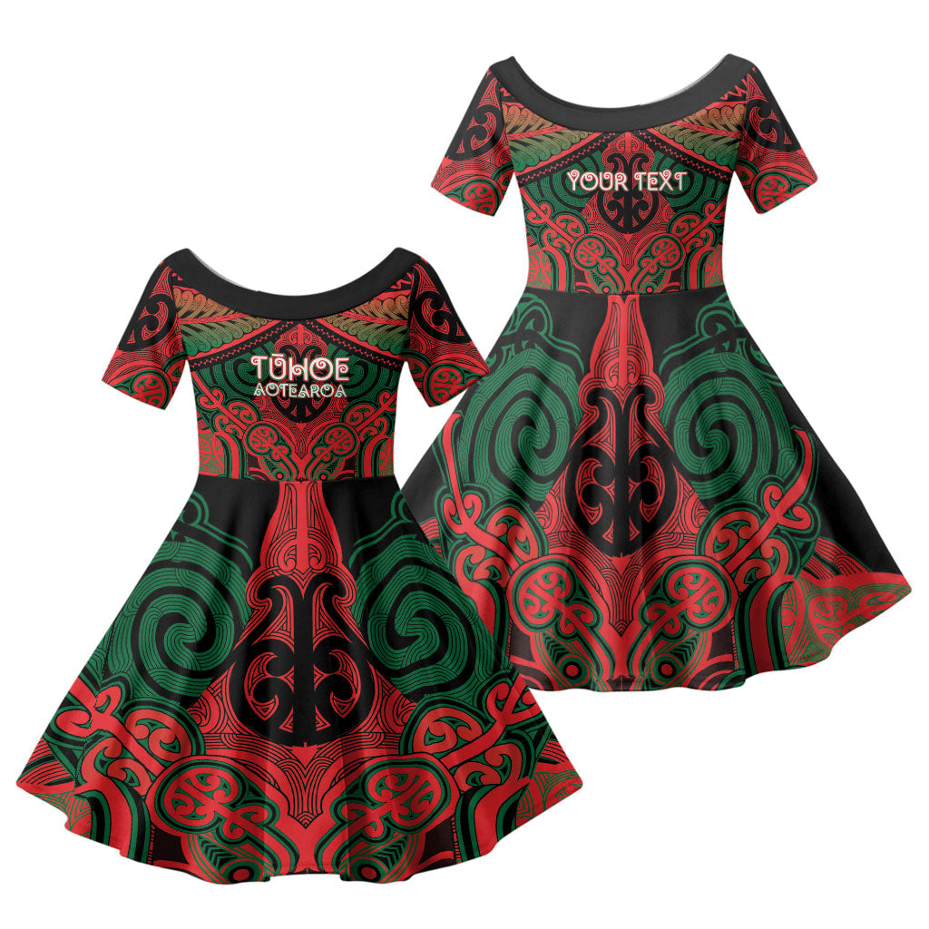 Aotearoa Iwi Tuhoe Personalised Family Matching Short Sleeve Bodycon Dress and Hawaiian Shirt Maori Kowhaiwhai Pattern