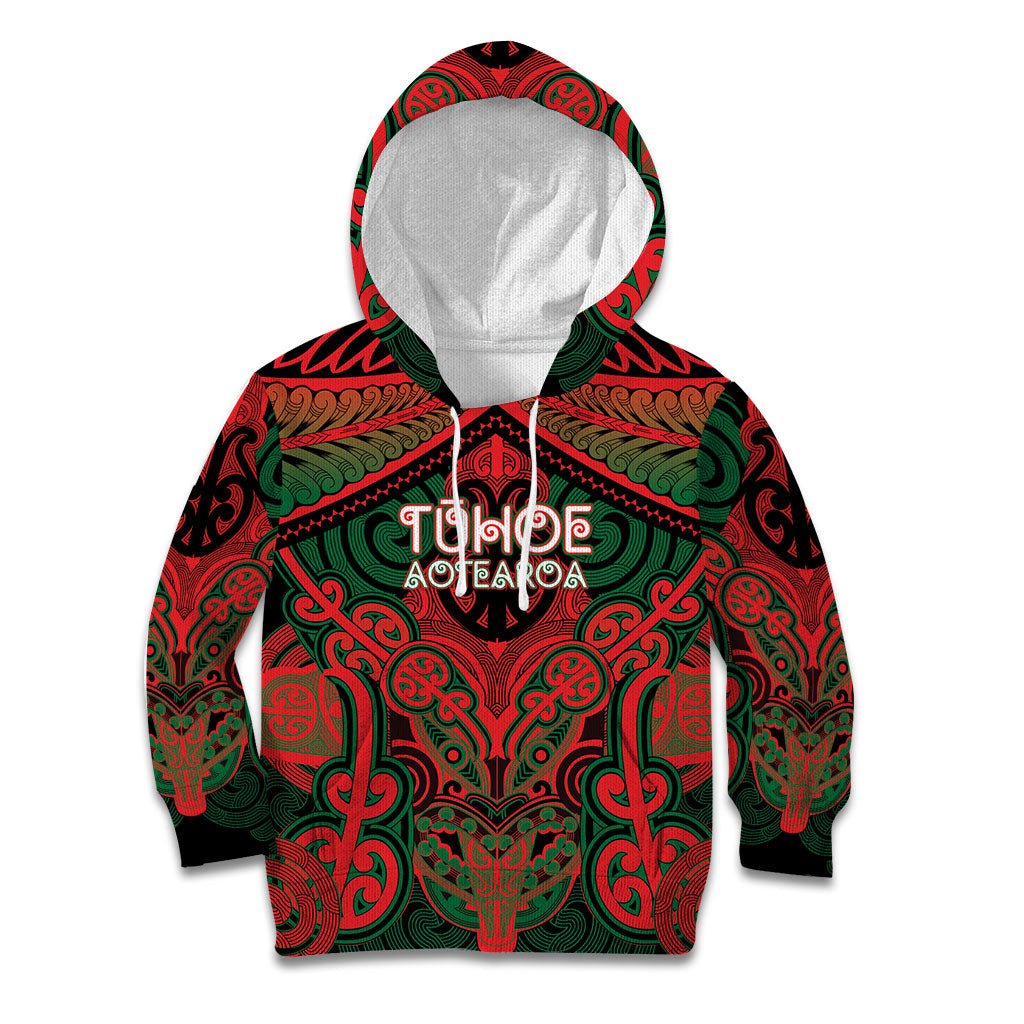 Aotearoa Iwi Tuhoe Personalised Kid Hoodie Maori Kowhaiwhai Pattern