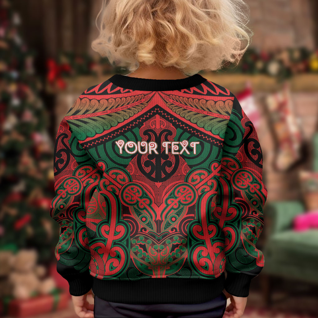 Aotearoa Iwi Tuhoe Personalised Kid Ugly Christmas Sweater Maori Kowhaiwhai Pattern