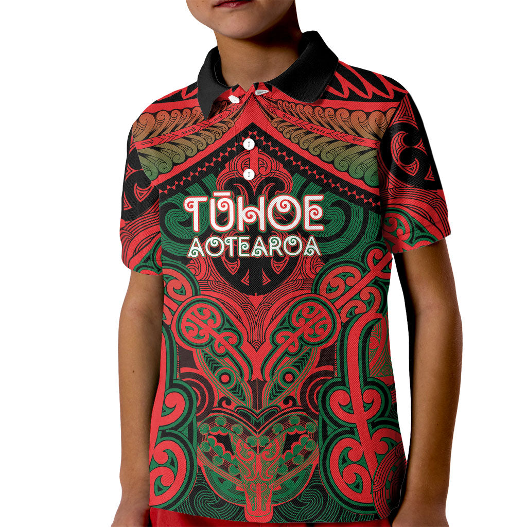 Aotearoa Iwi Tuhoe Personalised Kid Polo Shirt Maori Kowhaiwhai Pattern