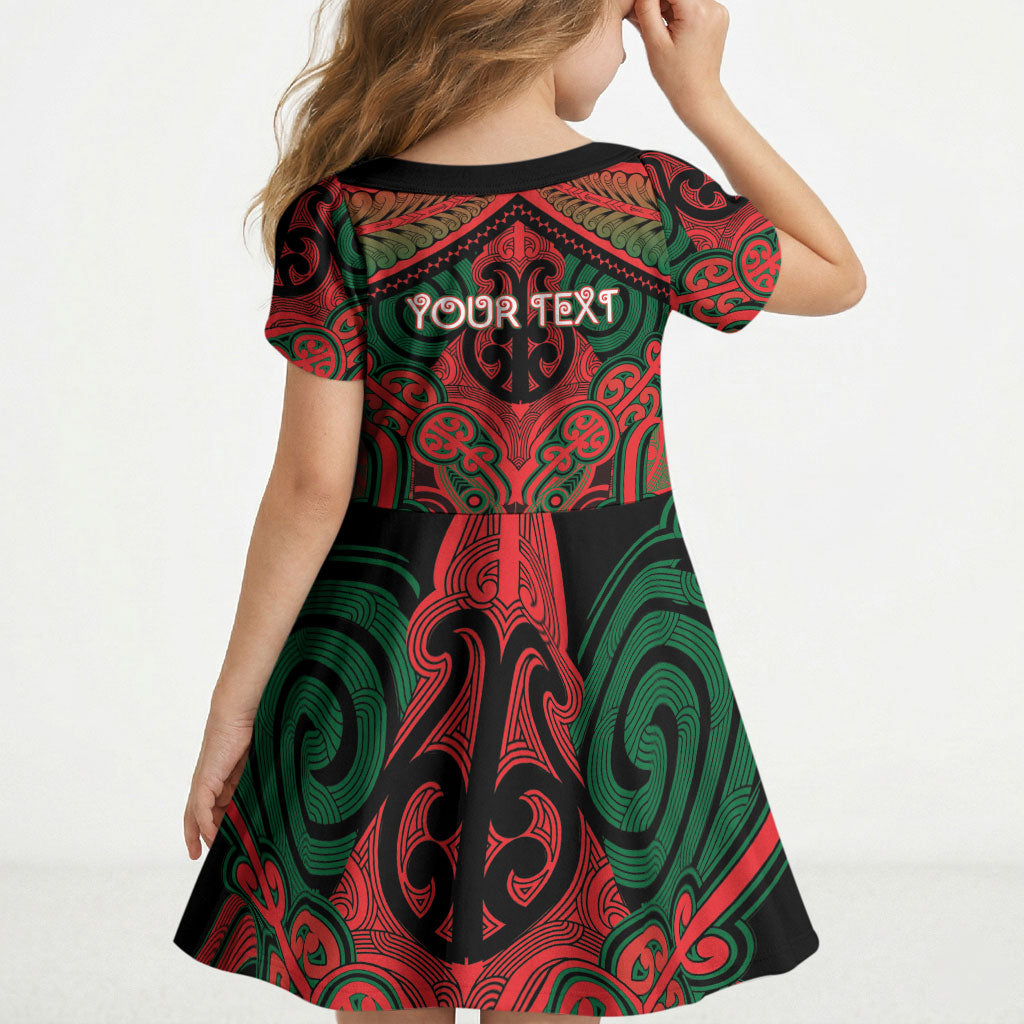 Aotearoa Iwi Tuhoe Personalised Kid Short Sleeve Dress Maori Kowhaiwhai Pattern