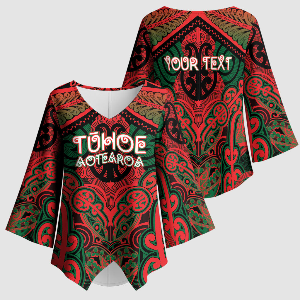 Aotearoa Iwi Tuhoe Personalised Kimono Sleeve Blouse Maori Kowhaiwhai Pattern
