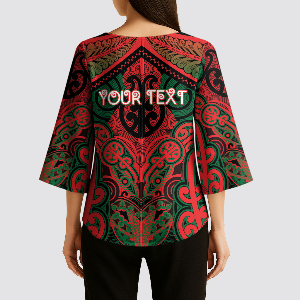Aotearoa Iwi Tuhoe Personalised Kimono Sleeve Blouse Maori Kowhaiwhai Pattern