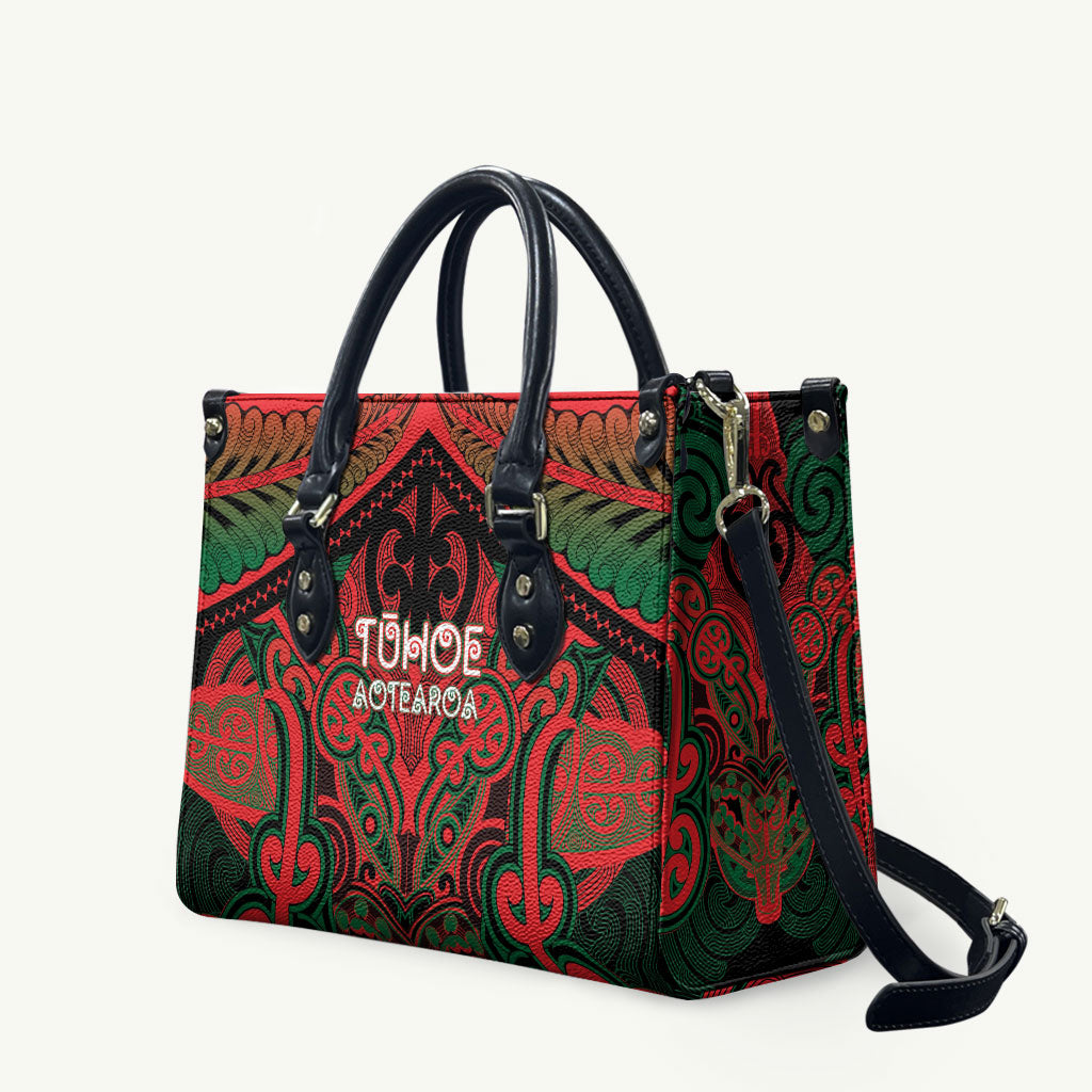 Aotearoa Iwi Tuhoe Leather Bag Maori Kowhaiwhai Pattern