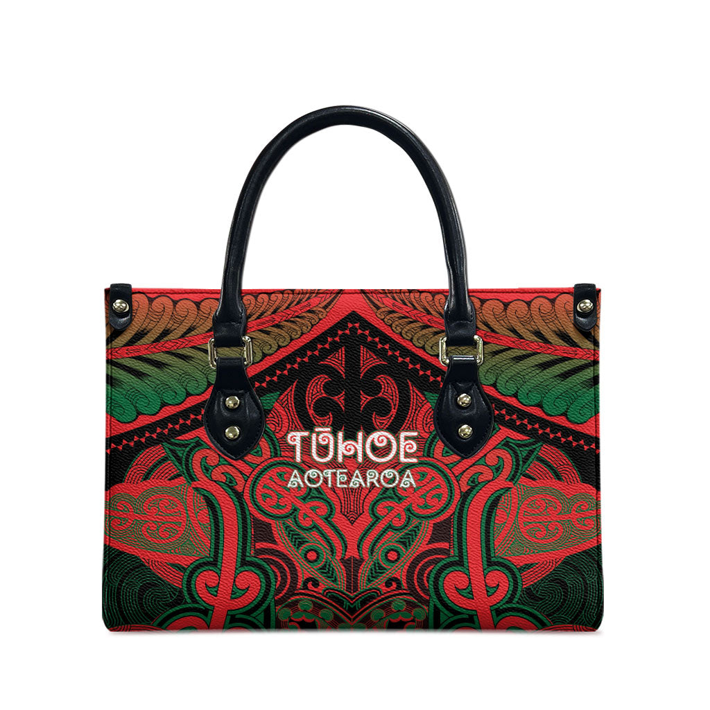 Aotearoa Iwi Tuhoe Leather Bag Maori Kowhaiwhai Pattern