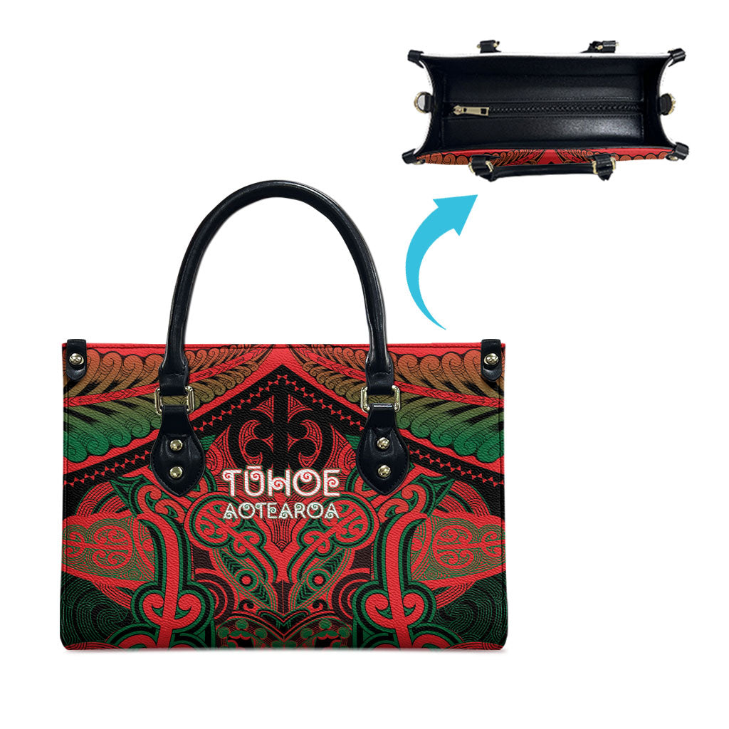 Aotearoa Iwi Tuhoe Leather Bag Maori Kowhaiwhai Pattern