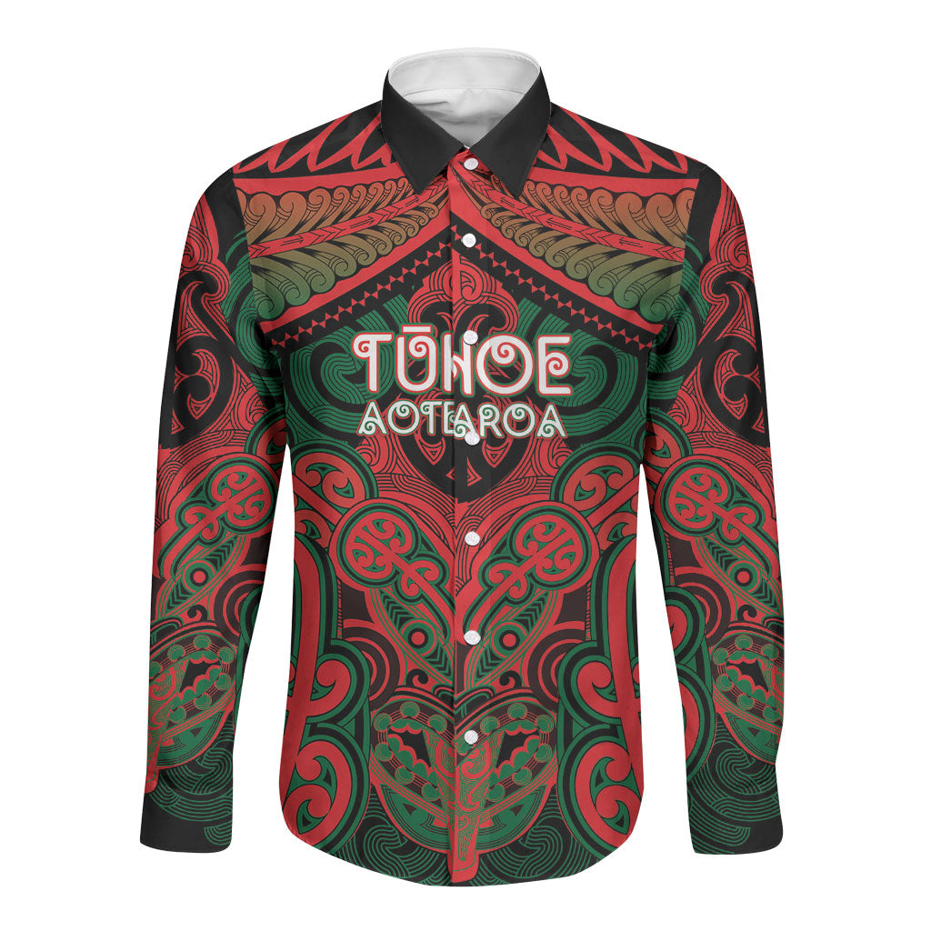 Aotearoa Iwi Tuhoe Personalised Long Sleeve Button Shirt Maori Kowhaiwhai Pattern