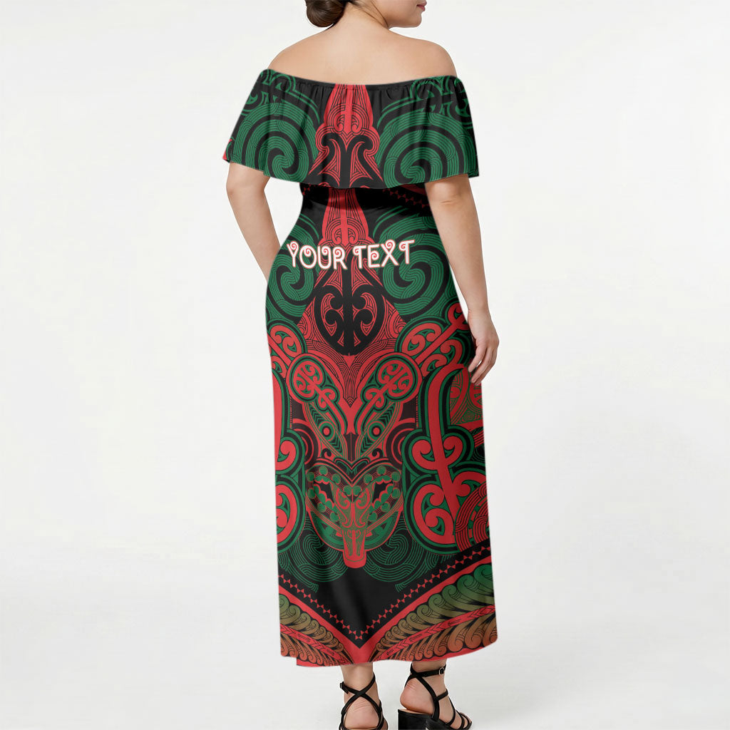 Aotearoa Iwi Tuhoe Personalised Off Shoulder Maxi Dress Maori Kowhaiwhai Pattern