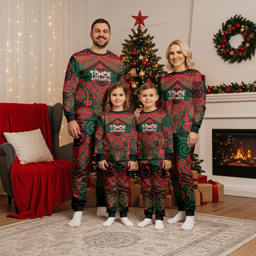 Aotearoa Iwi Tuhoe Personalised Christmas Pajama Set Maori Kowhaiwhai Pattern