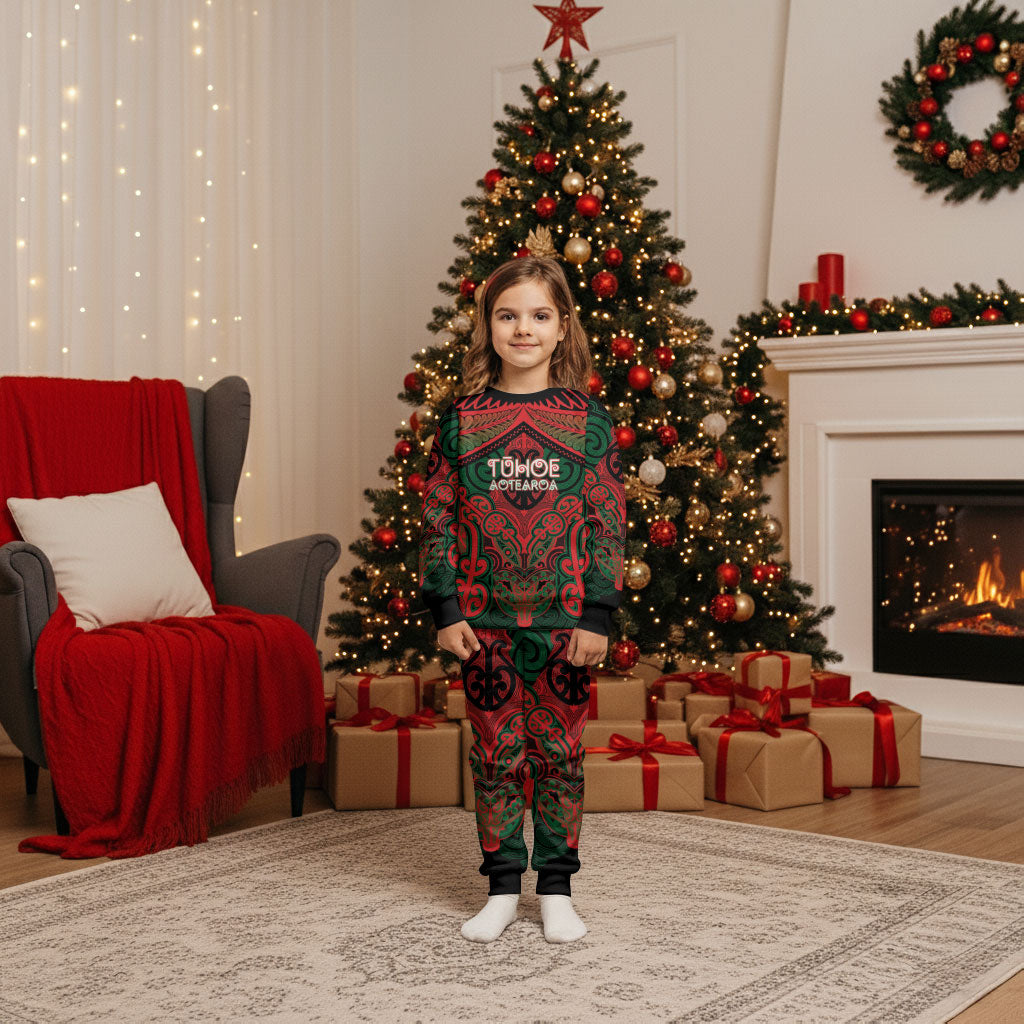 Aotearoa Iwi Tuhoe Personalised Christmas Pajama Set Maori Kowhaiwhai Pattern