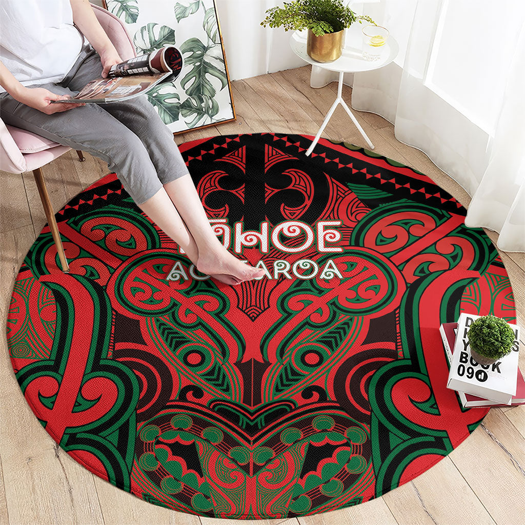 Aotearoa Iwi Tuhoe Round Carpet Maori Kowhaiwhai Pattern