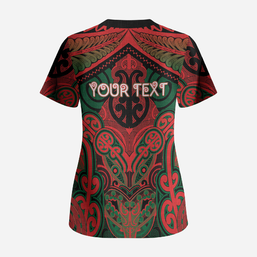 Aotearoa Iwi Tuhoe Personalised Scrub Top Maori Kowhaiwhai Pattern