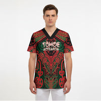 Aotearoa Iwi Tuhoe Personalised Scrub Top Maori Kowhaiwhai Pattern