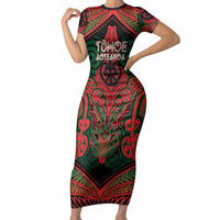Aotearoa Iwi Tuhoe Personalised Short Sleeve Bodycon Dress Maori Kowhaiwhai Pattern
