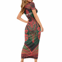Aotearoa Iwi Tuhoe Personalised Short Sleeve Bodycon Dress Maori Kowhaiwhai Pattern