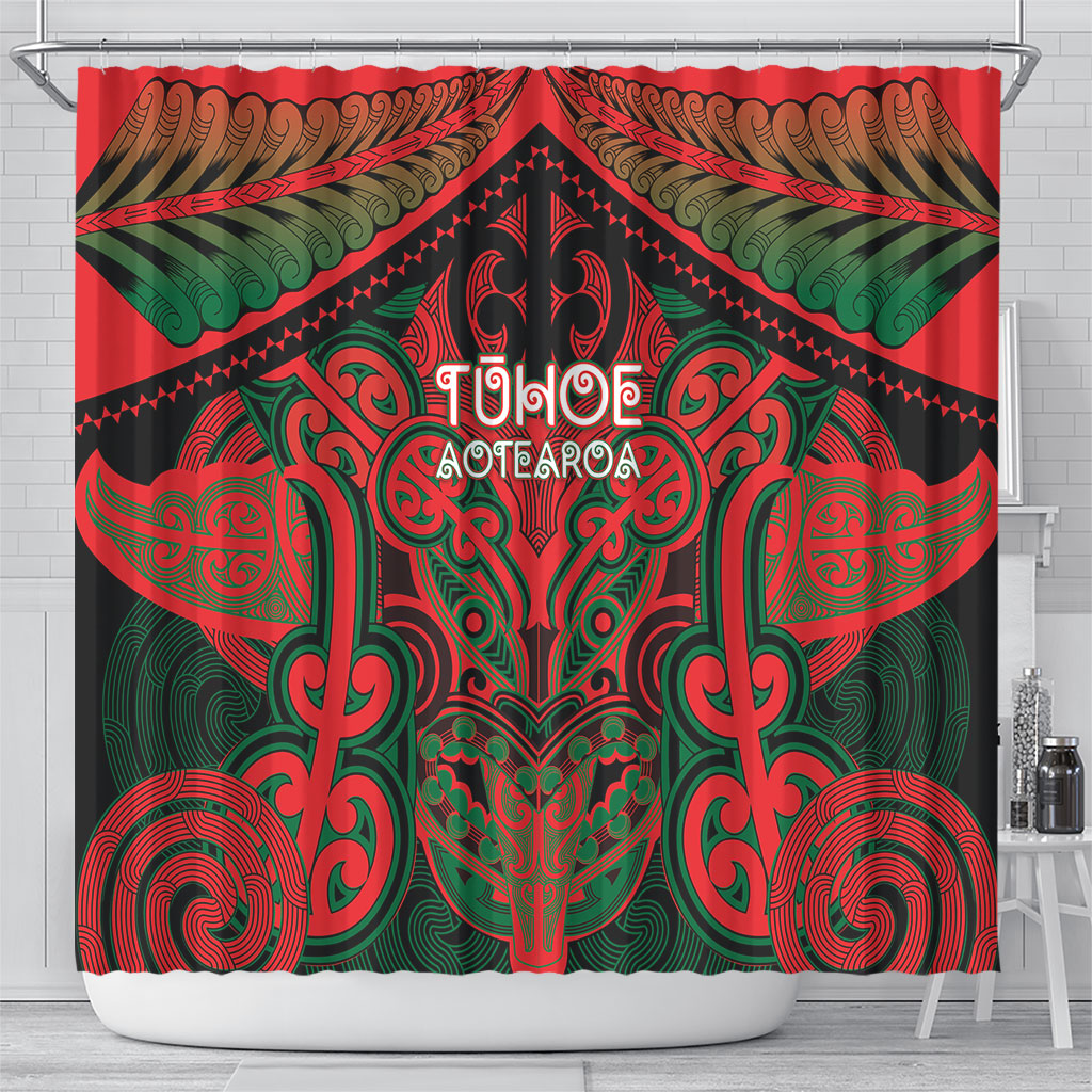 Aotearoa Iwi Tuhoe Shower Curtain Maori Kowhaiwhai Pattern