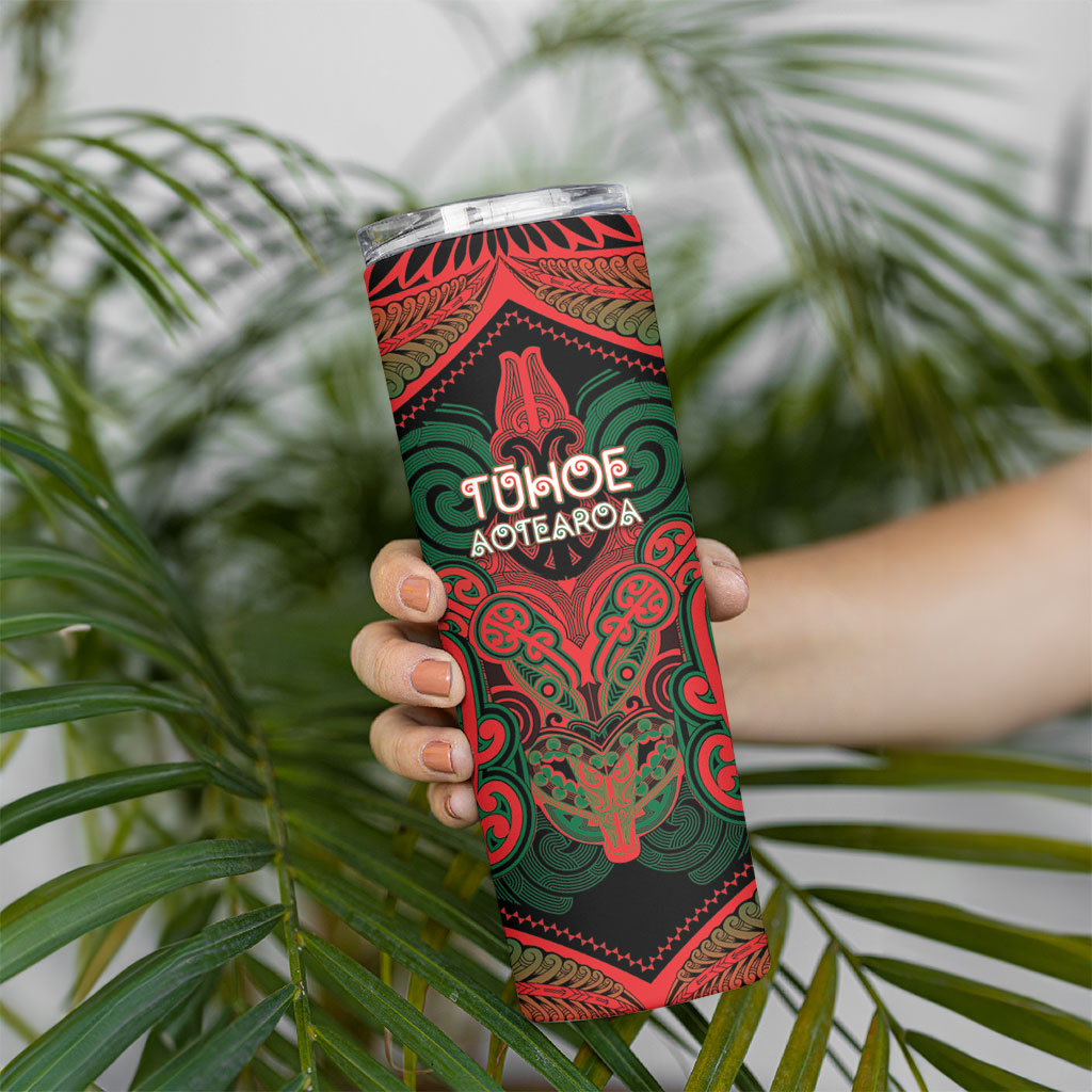 Aotearoa Iwi Tuhoe Personalised Skinny Tumbler Maori Kowhaiwhai Pattern