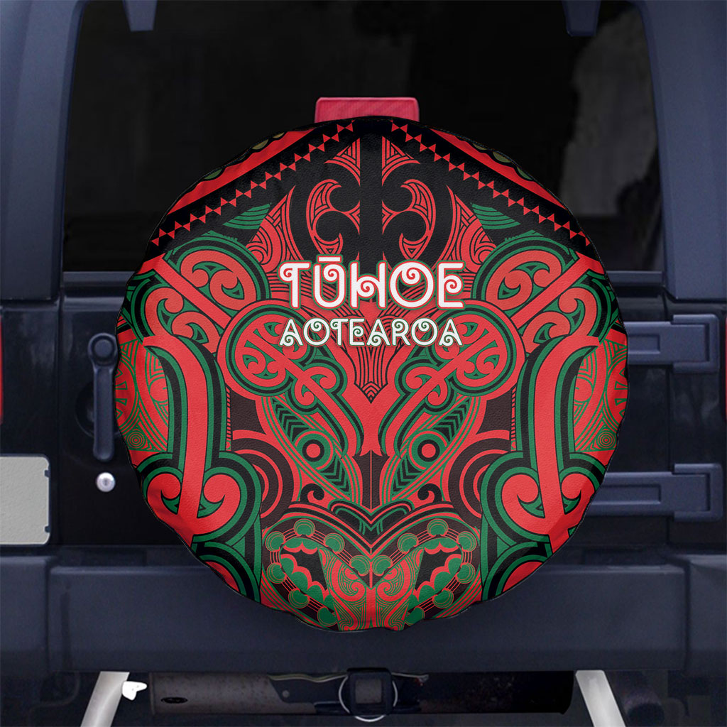 Aotearoa Iwi Tuhoe Spare Tire Cover Maori Kowhaiwhai Pattern LT19 No hole Red - Polynesian Pride