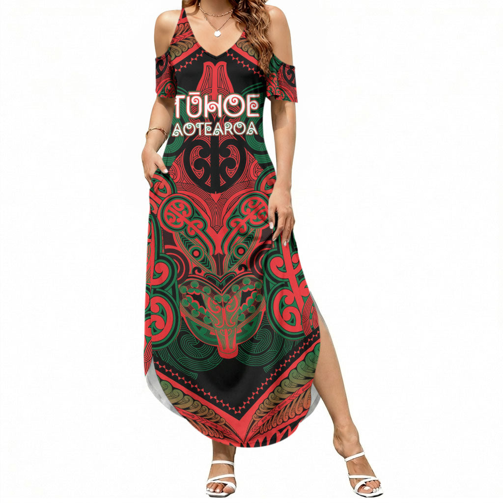 Aotearoa Iwi Tuhoe Personalised Summer Maxi Dress Maori Kowhaiwhai Pattern