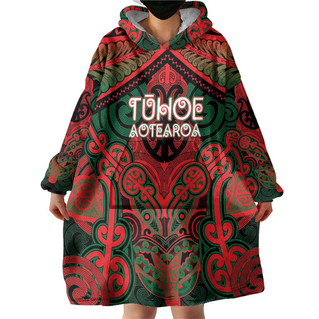 Aotearoa Iwi Tuhoe Personalised Wearable Blanket Hoodie Maori Kowhaiwhai Pattern