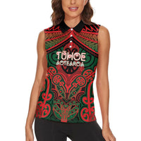 Aotearoa Iwi Tuhoe Personalised Women Sleeveless Polo Shirt Maori Kowhaiwhai Pattern