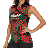Aotearoa Iwi Tuhoe Personalised Women Sleeveless Polo Shirt Maori Kowhaiwhai Pattern