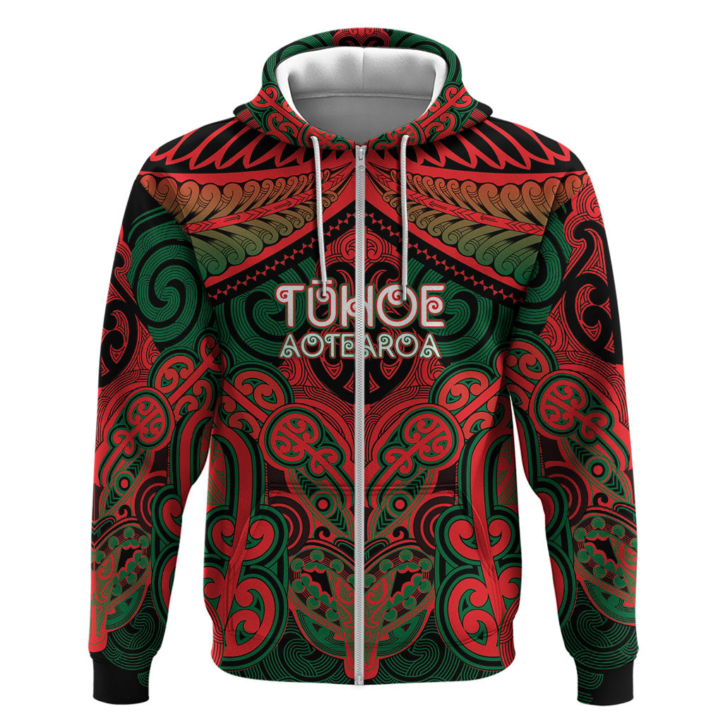 Aotearoa Iwi Tuhoe Personalised Zip Hoodie Maori Kowhaiwhai Pattern